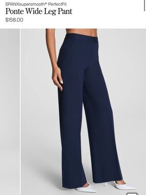 SPANX Dark Navy Wide-Leg Pants